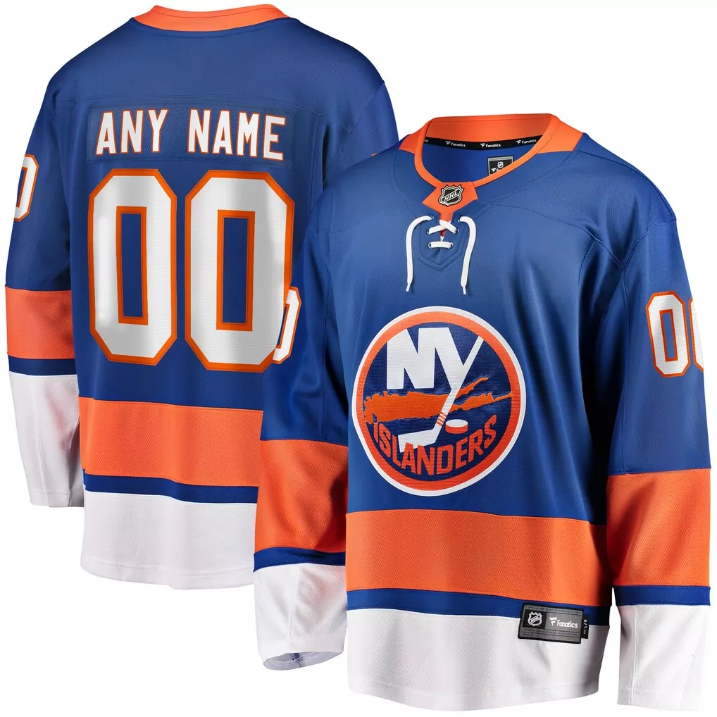 Custom New York Islanders Jersey Blue Men Replica Orange White Home Breakaway