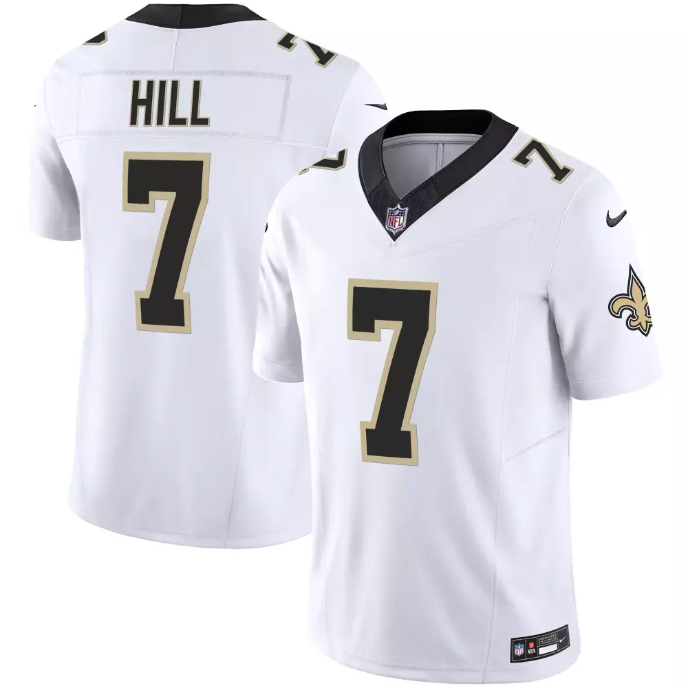 Taysom Hill 7 New Orleans Saints Jersey White Men Authentic Alternate Black Gold