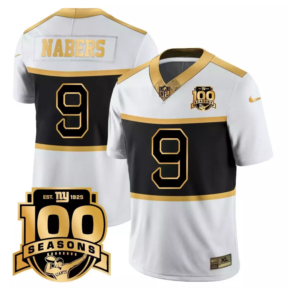 Malik Nabers 9 New York Giants Jersey White 100 Seasons Men Authentic Alternate Black