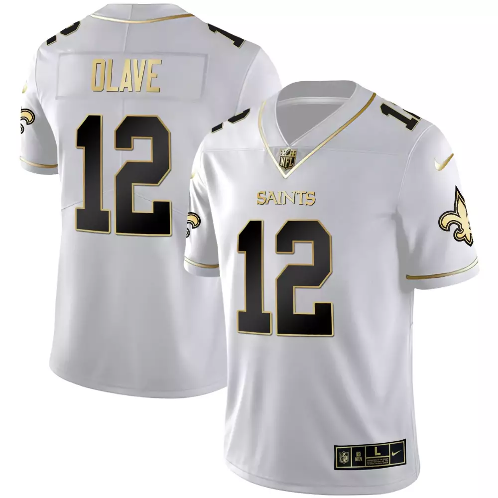 Chris Olave 12 New Orleans Saints Jersey White Men Stitched Alternate Black Gold