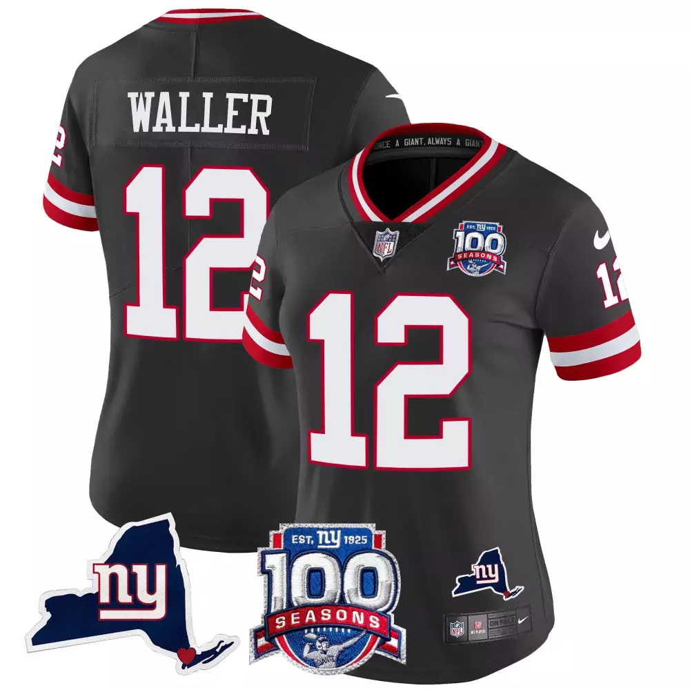 Darren Waller 12 New York Giants Jersey Black 100th Season Men Stich Alternate Red