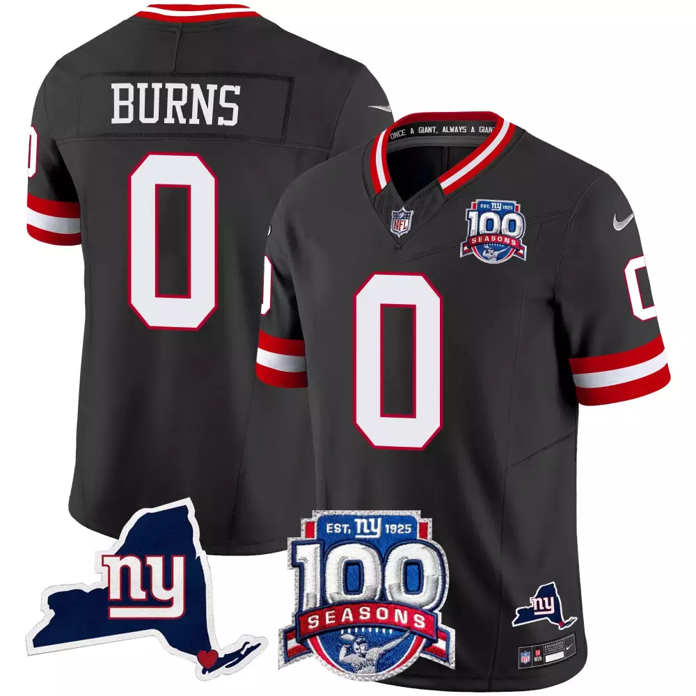 Brian Burns New York Giants Jersey Black 100th Season 100 Seasons Men Authentic Alternate