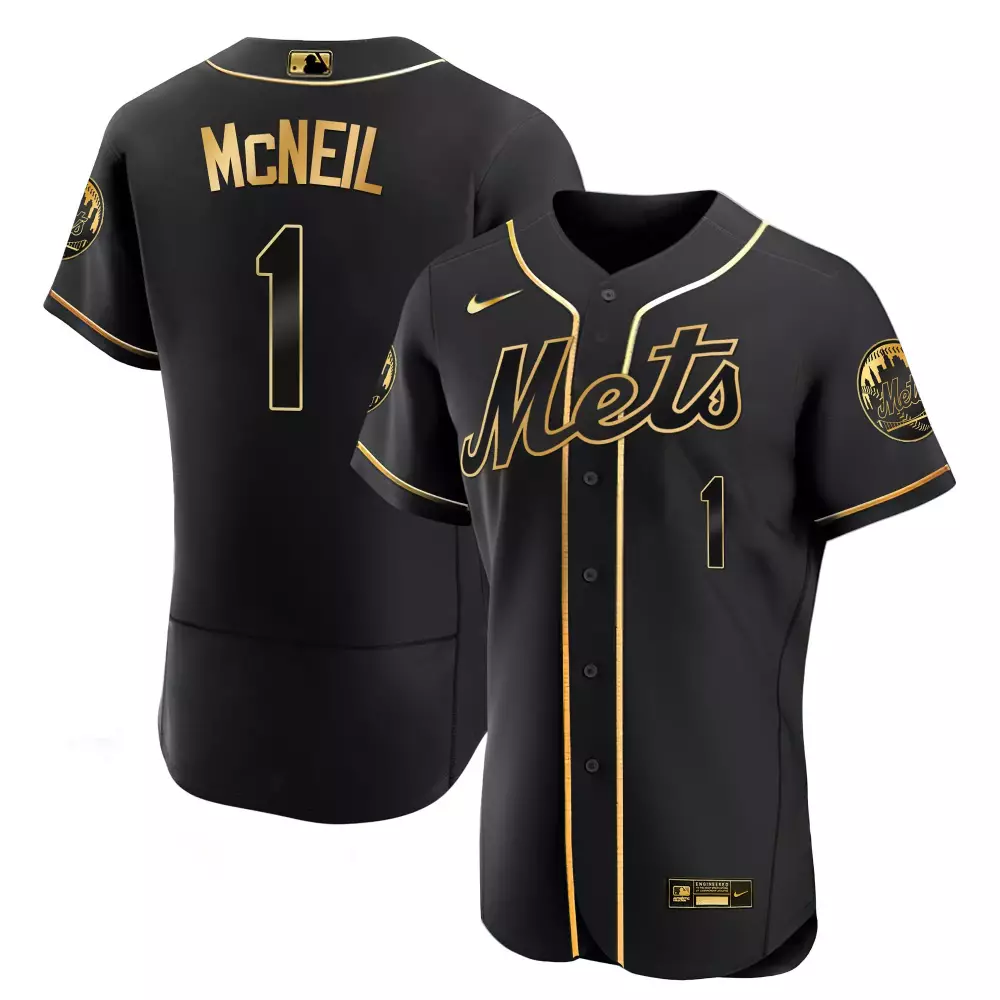 Jeff Mcneil 1 New York Mets Jersey Black Men Authentic Alternate Gold White Flex