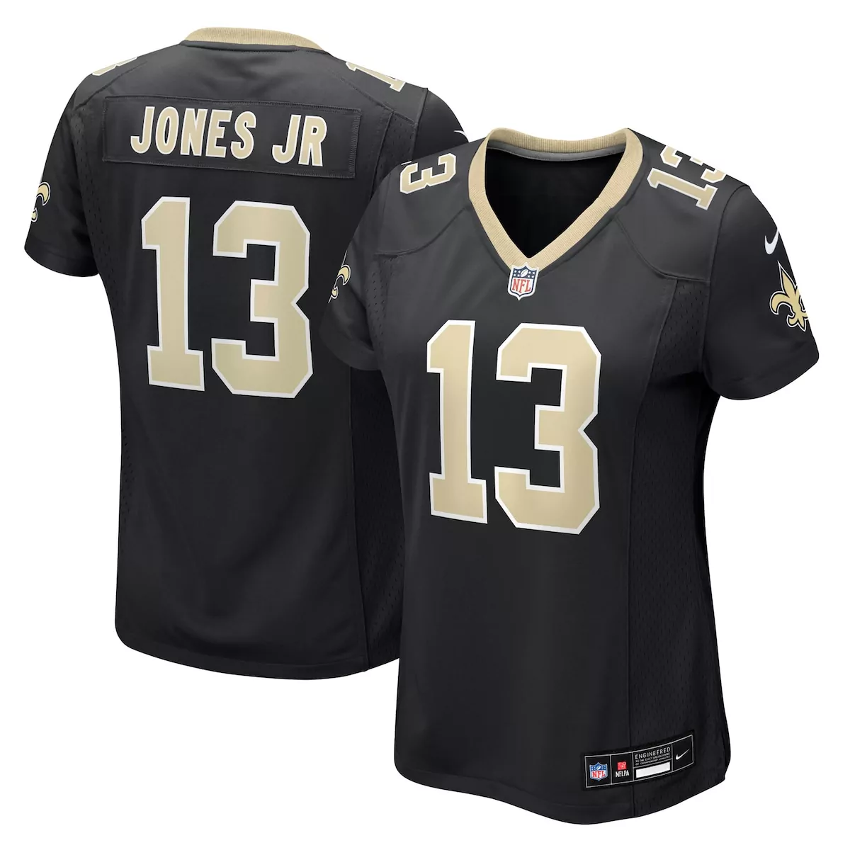 Velus Jones Jr. 13 Jersey Black New Orleans Saints Women Elite Gold Game