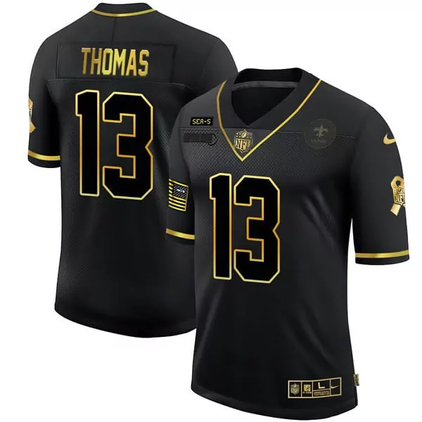 Michael Thomas 13 Jersey Black New Orleans Saints Fleur-de-lis American Flag Men