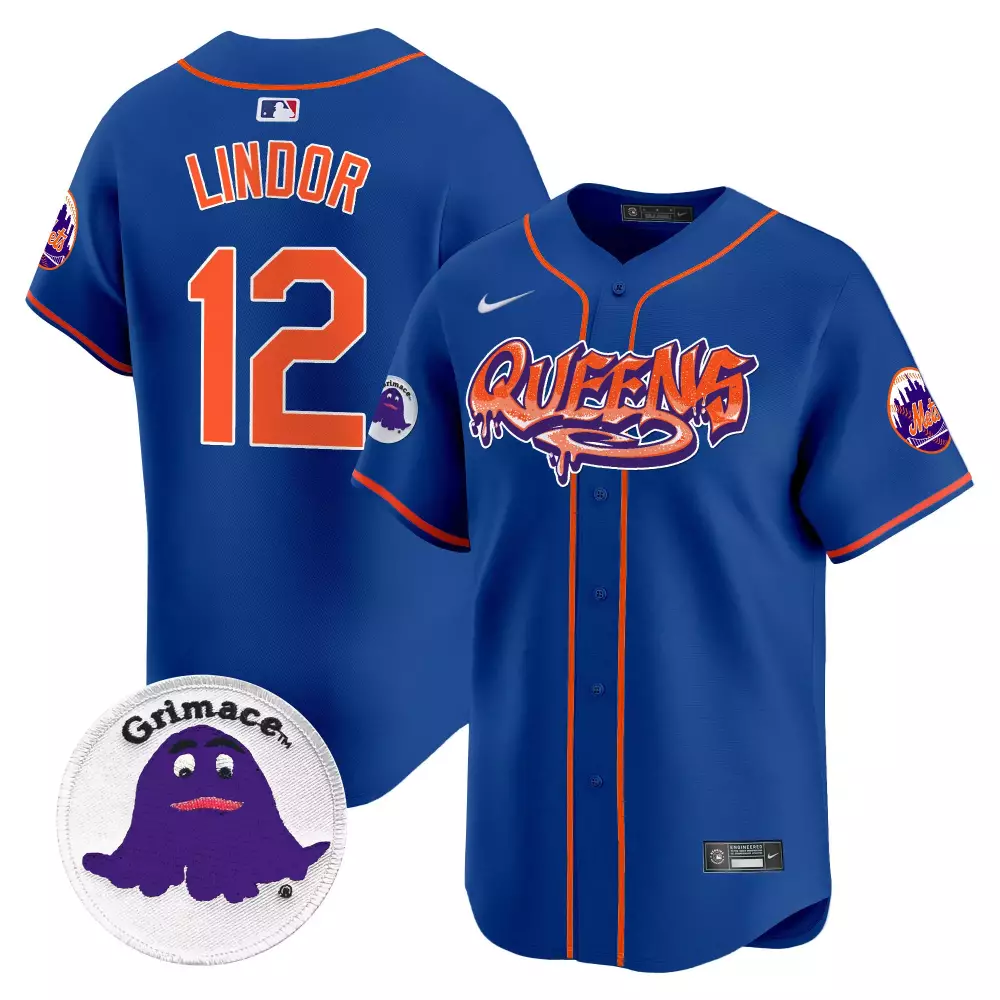 Francisco Lindor 12 New York Mets Jersey Royal Blue Grimace Men Authentic Alternate