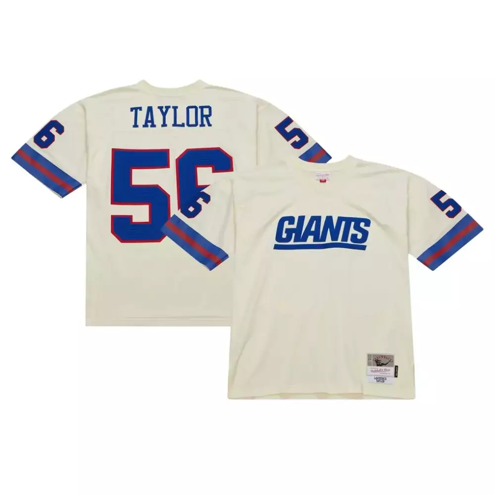 Lawrence Taylor 56 Jersey Cream New York Giants Men Stitched Throwback Blue Red Legacy