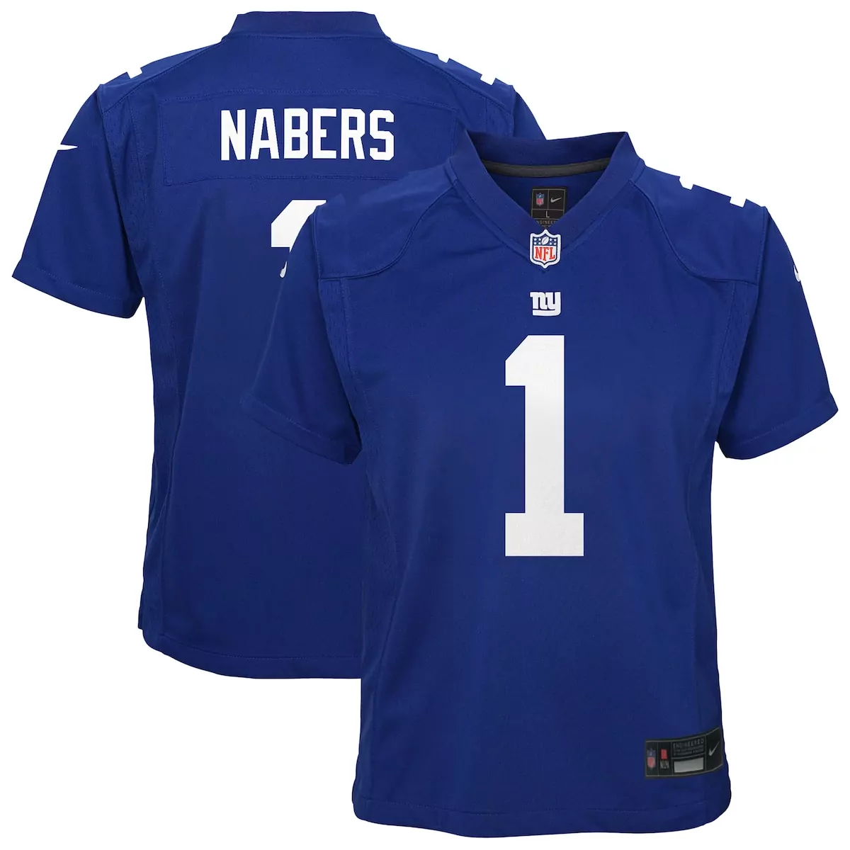 Malik Nabers 1 New York Giants Jersey Blue Men Authentic White Game