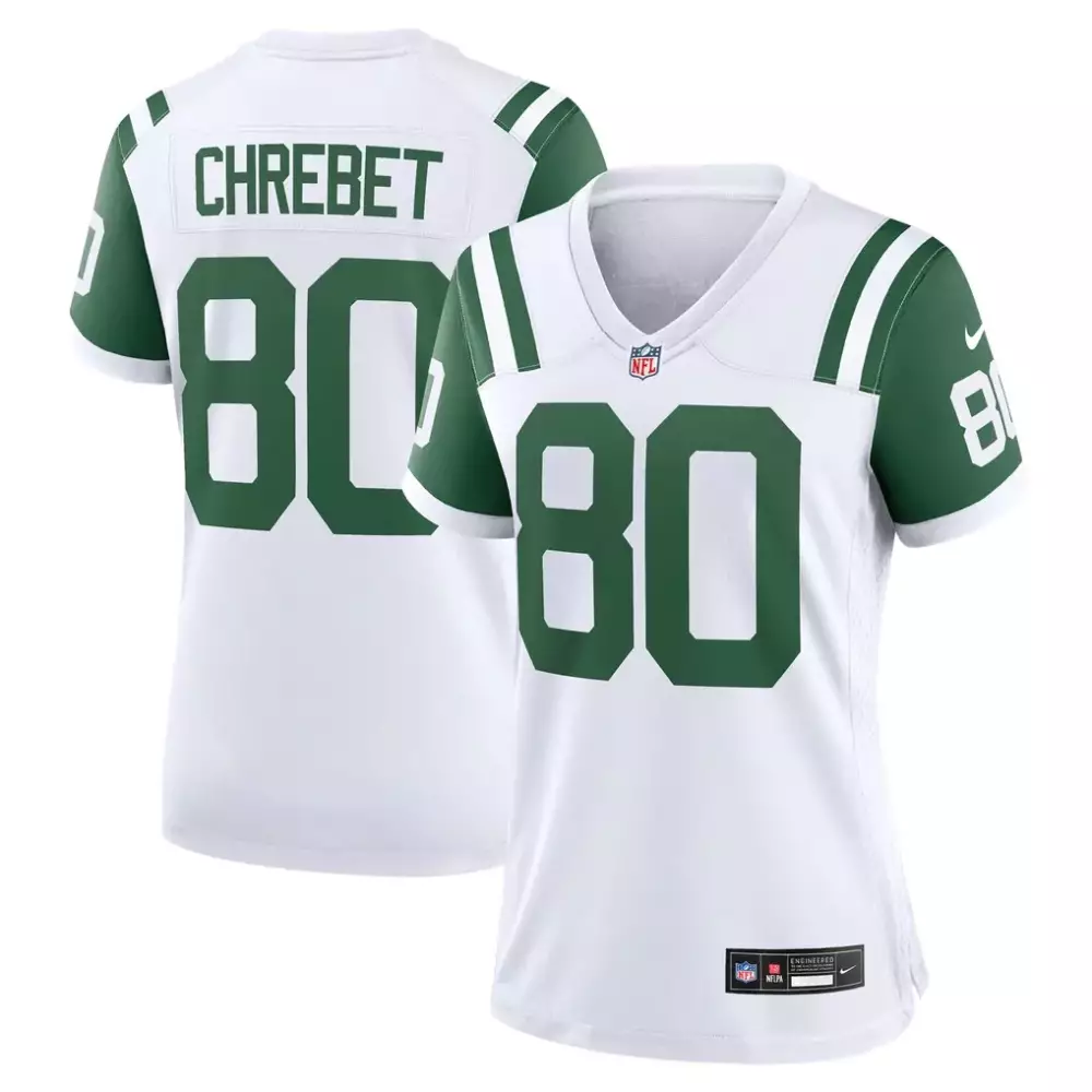 Wayne Chrebet 80 New York Jets Jersey White Women Limited Alternate Green Classic