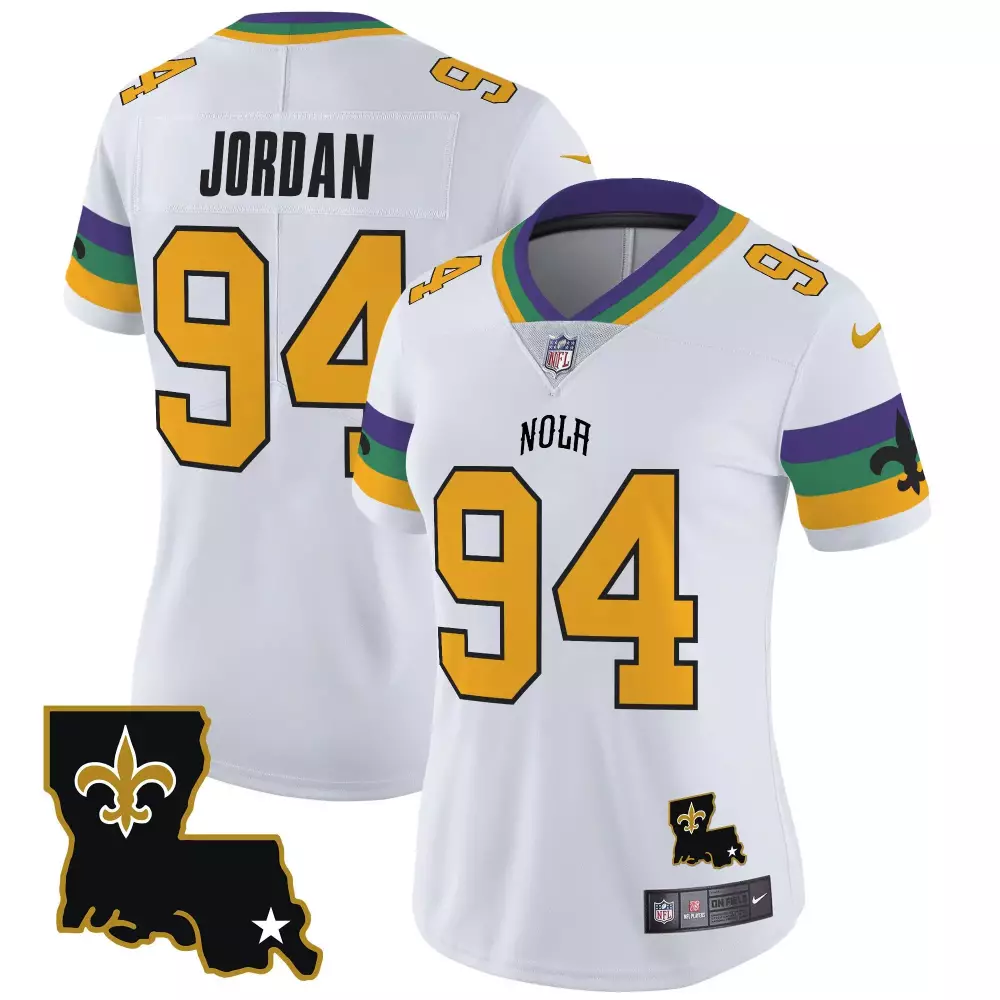 Jordan 94 New Orleans Saints Jersey White Nola Women Stitched Alternate Purple Green