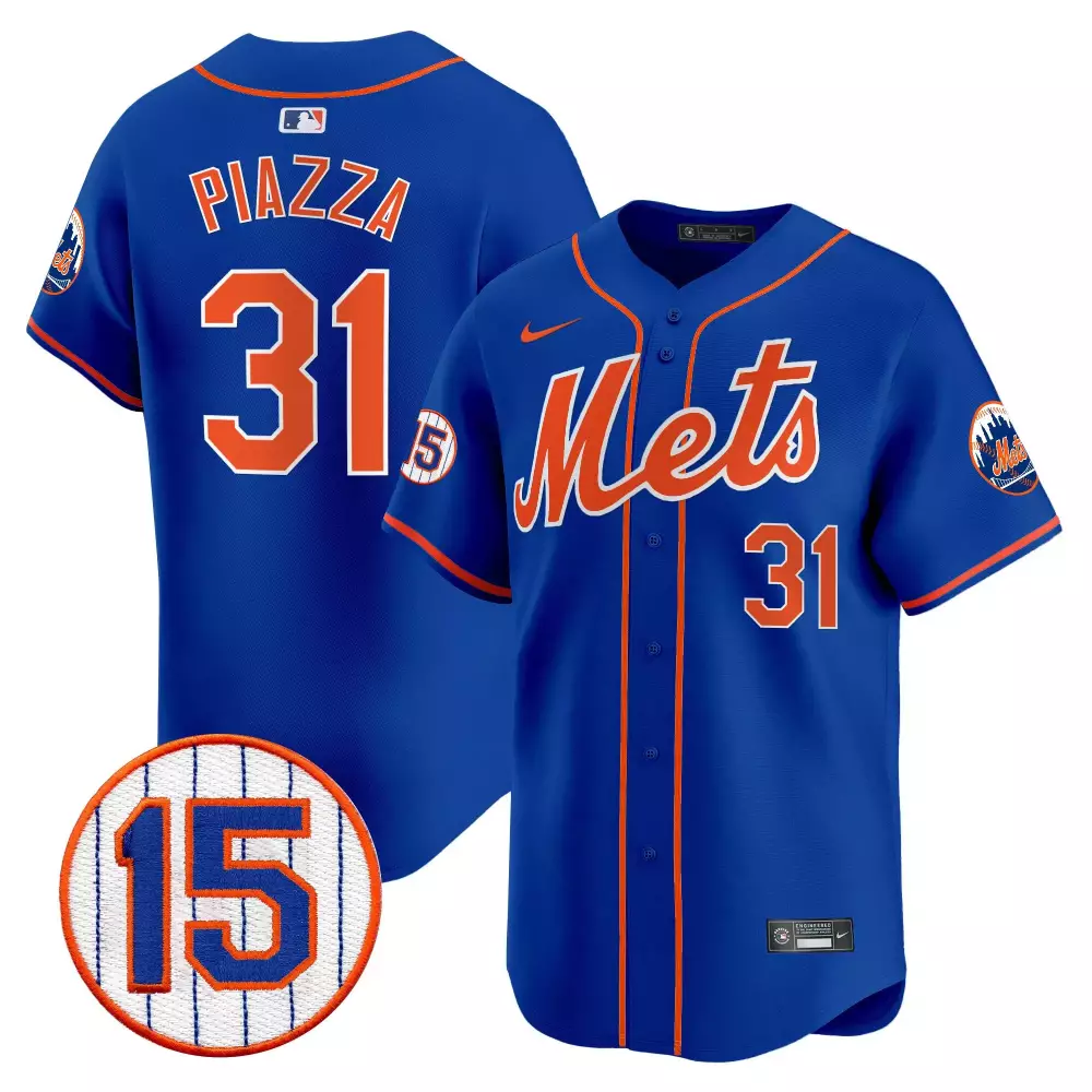 Mike Piazza 31 New York Mets Jersey Royal Blue Men Authentic Orange White Vapor Premier