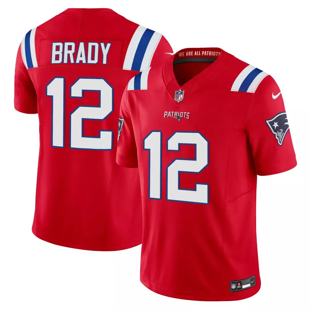 Tom Brady 12 New England Patriots Jersey Red Men Stitched Alternate White Blue All