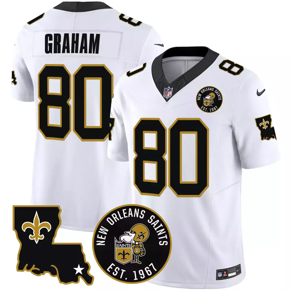 Jimmy Graham 80 Jersey White New Orleans Saints Men Authentic Alternate Black Gold