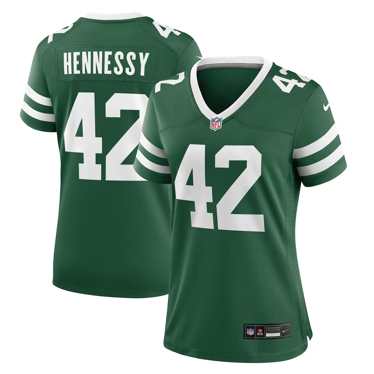 Thomas Hennessy 42 New York Jets Jersey Green Women Limited White Legacy Game