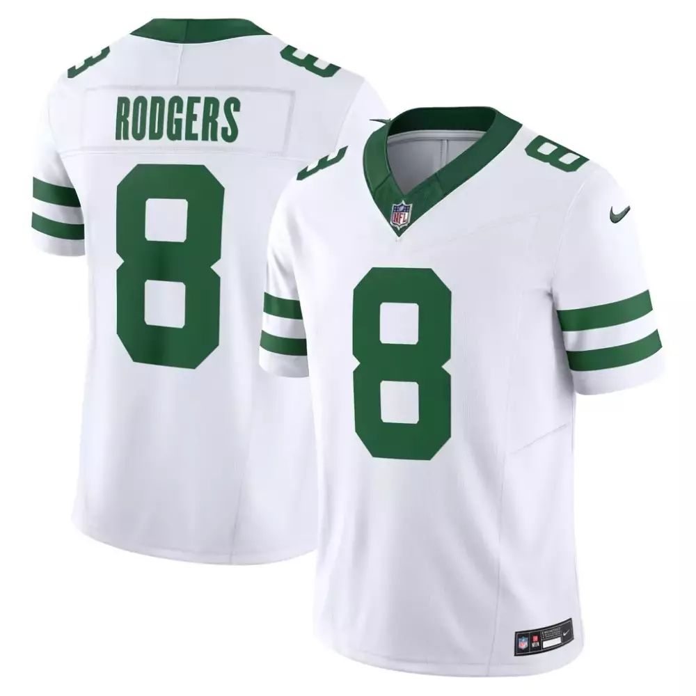 Aaron Rodgers 8 New York Jets Jersey White Men Authentic Alternate Green Vapor Limited