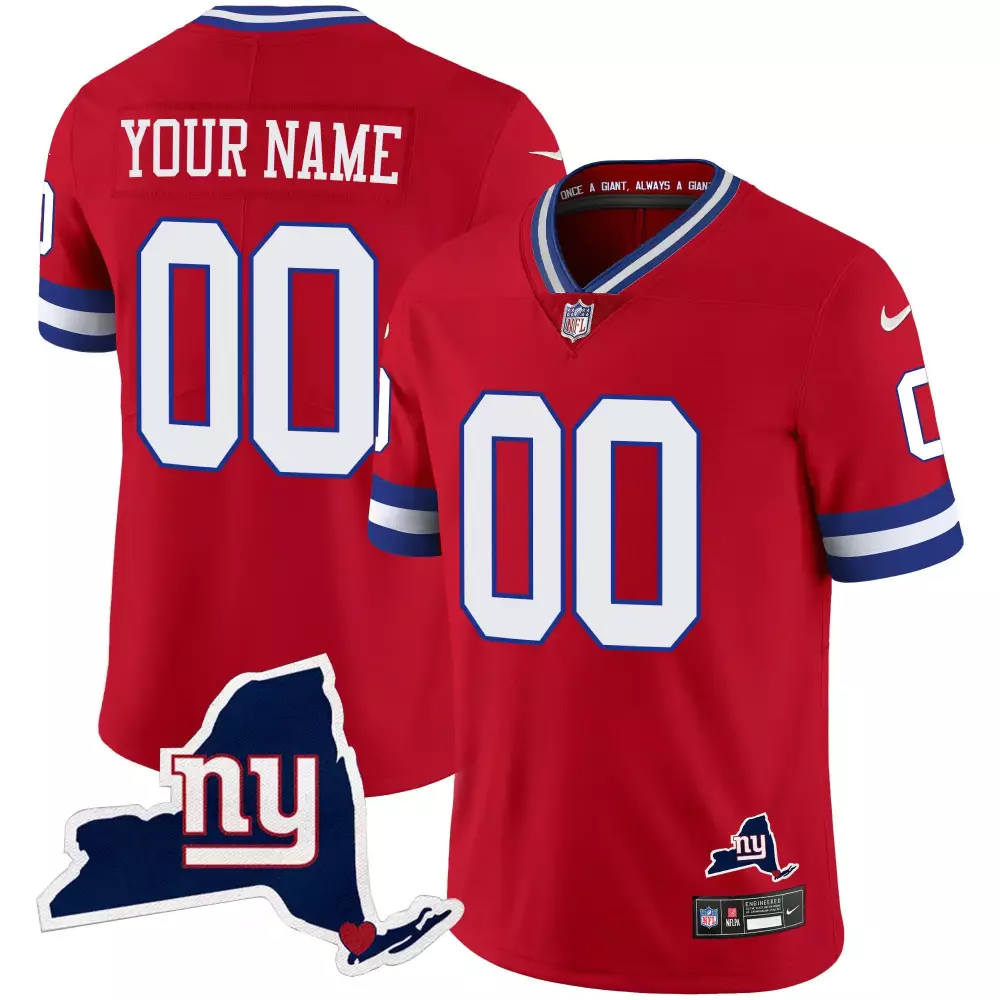 Custom New York Giants Jersey Red Men Authentic Blue White Limited All Stitched