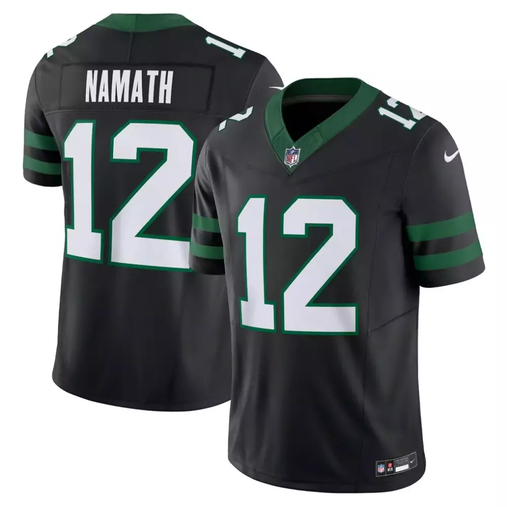 Joe Namath 12 New York Jets Jersey Black Classic Men Authentic Alternate Green Vapor