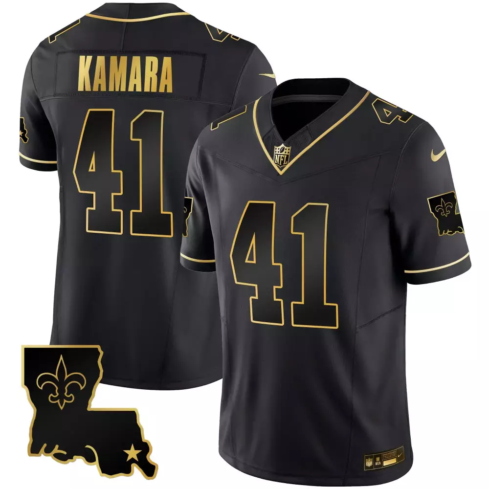 Alvin Kamara 41 Jersey Black New Orleans Saints Men Authentic Alternate Gold Legacy