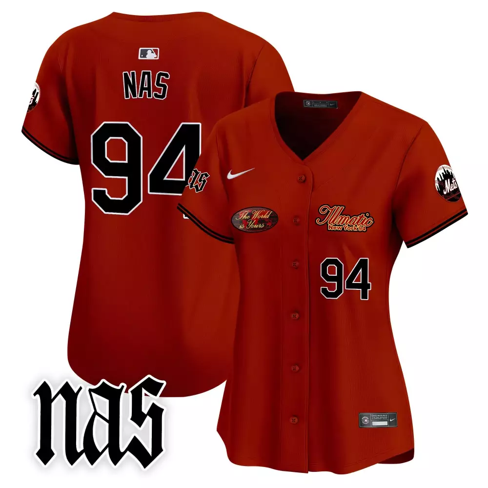 Nas Illmatic 94 New York Mets Jersey Red World Is Yours Men Authentic Alternate Custom Design