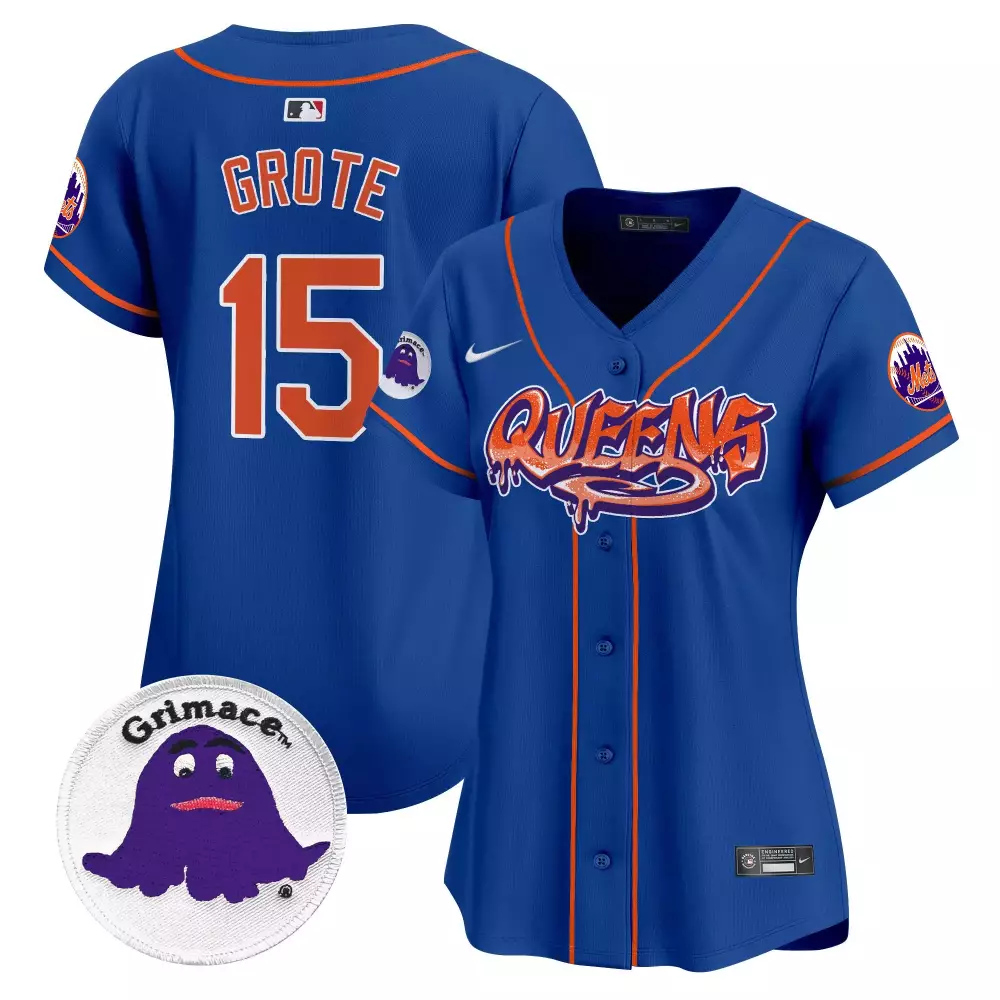 Jerry Grote 15 New York Mets Jersey Blue Grimace Women Stitched Alternate Orange