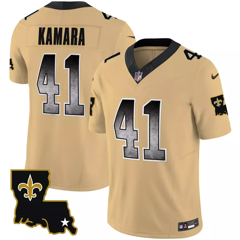 Alvin Kamara 41 Jersey Gold City Connect New Orleans Saints Men Authentic Alternate