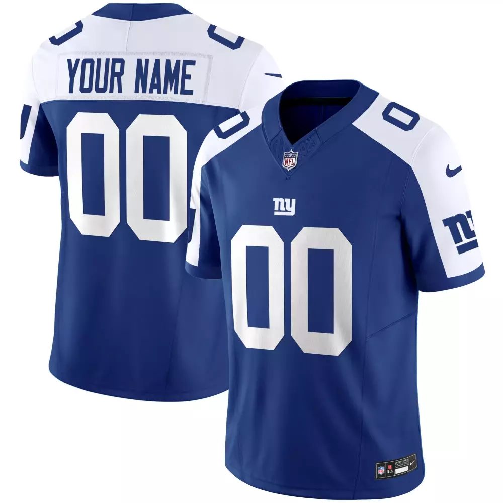Custom New York Giants Jersey Blue Men Stitched White All Vapor