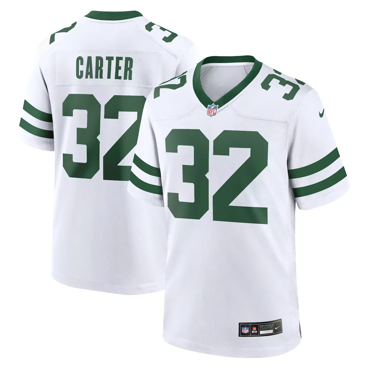 Michael Carter 32 New York Jets Jersey White Men Authentic Alternate Green Legacy