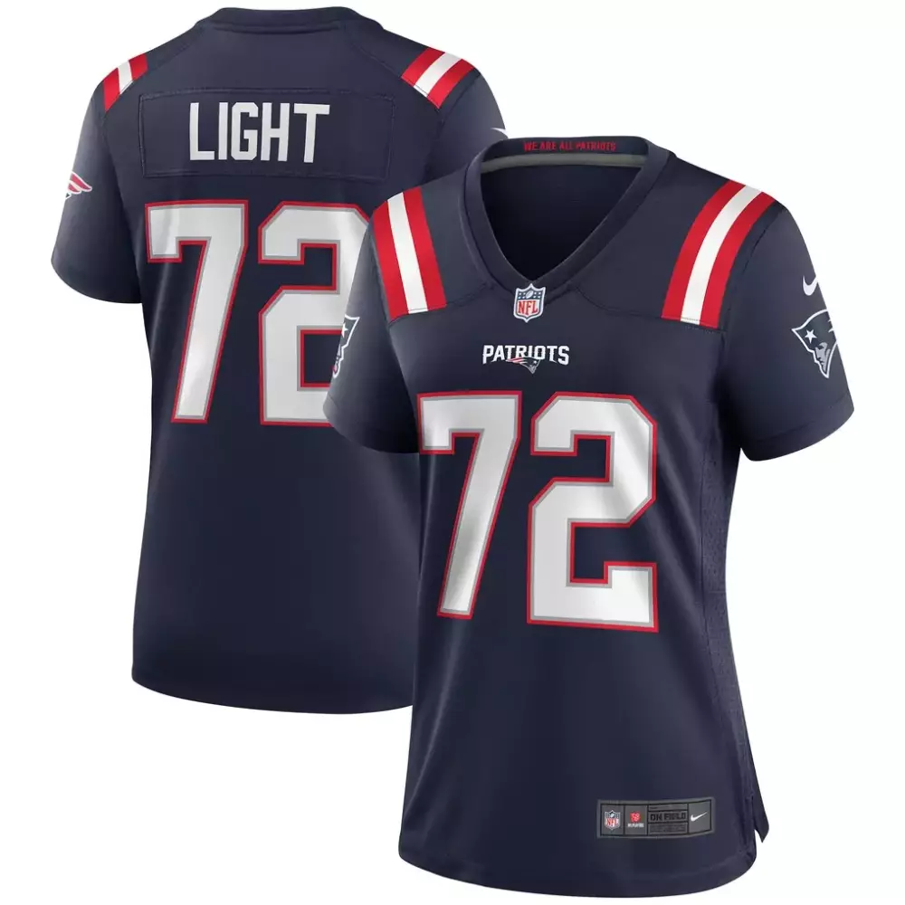 Light 72 New England Patriots Jersey Navy Blue Women Stitched White Red Game Retired
