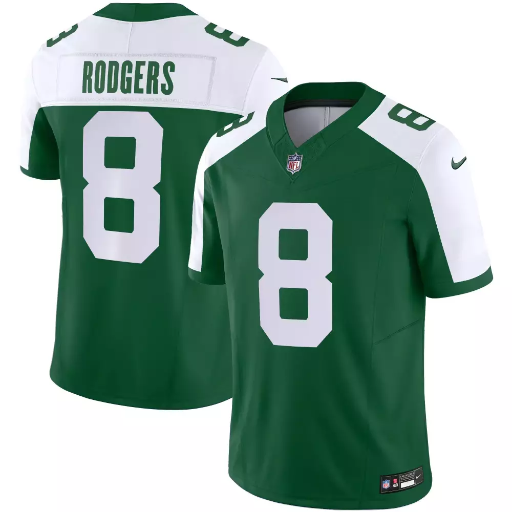 Aaron Rodgers 8 New York Jets Jersey Green Men Authentic White All Stitched Vapor