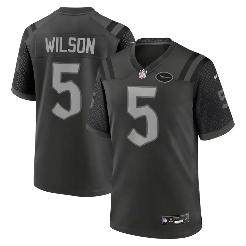 Garrett Wilson 5 Jersey Black Gothic Carolina Panthers Men Stitched Gray Collection