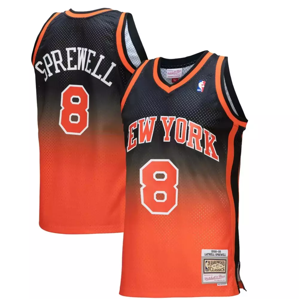 Latrell Sprewell 8 Jersey Black Hardwood Classics New York Knicks 1998 Men Authentic