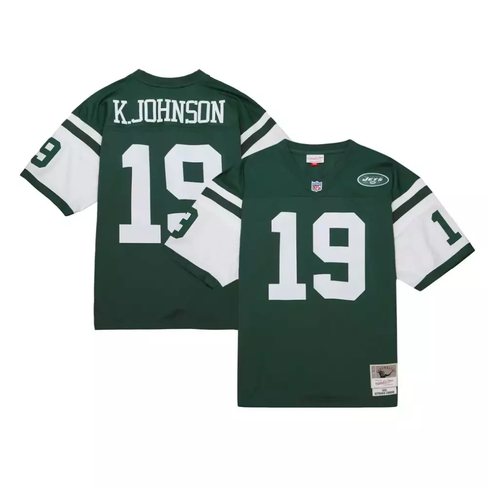 Keyshawn Johnson 19 New York Jets Jersey Green Men Stitched White Legacy Replica