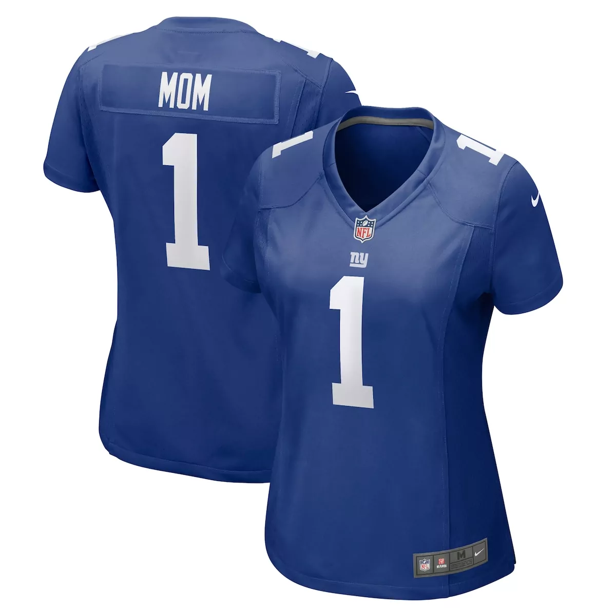 Custom New York Giants 1 Jersey Blue Null Women Replica White Game