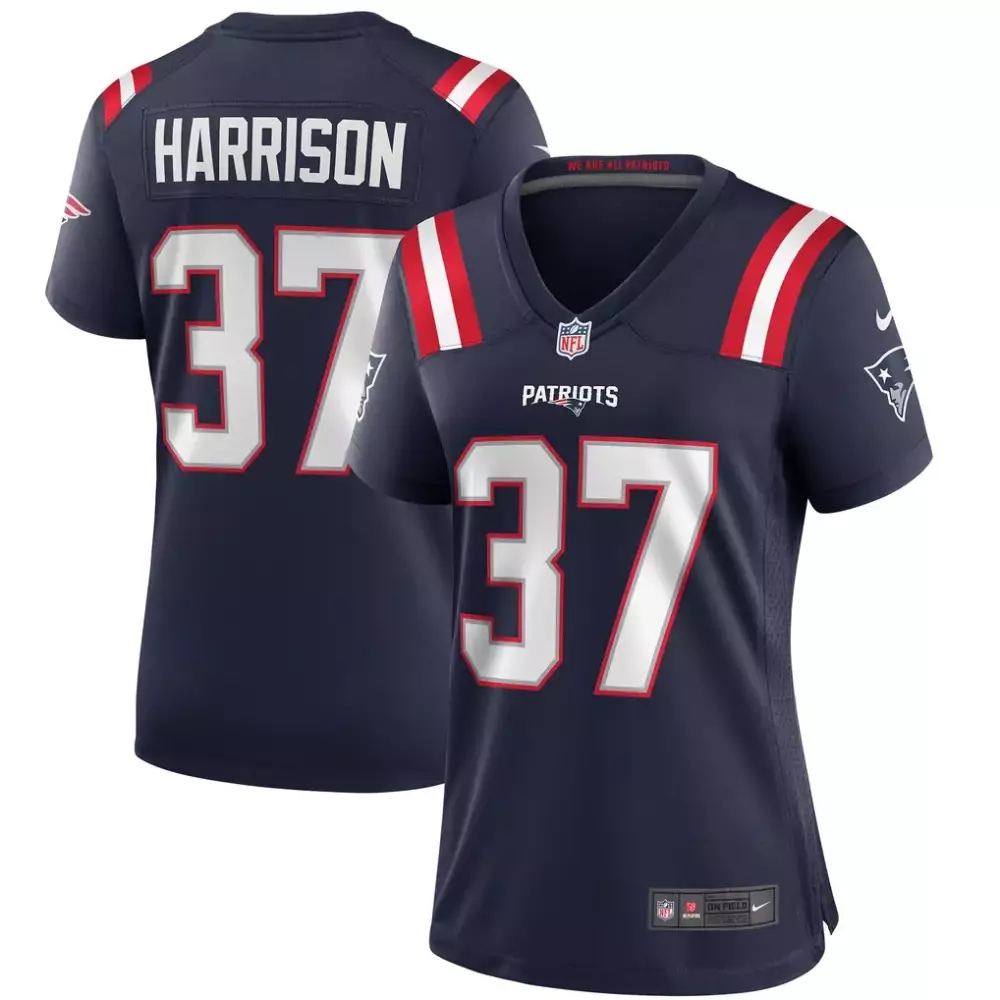 Rodney Harrison 37 Jersey Navy Blue New England Patriots Women Stitched Red White