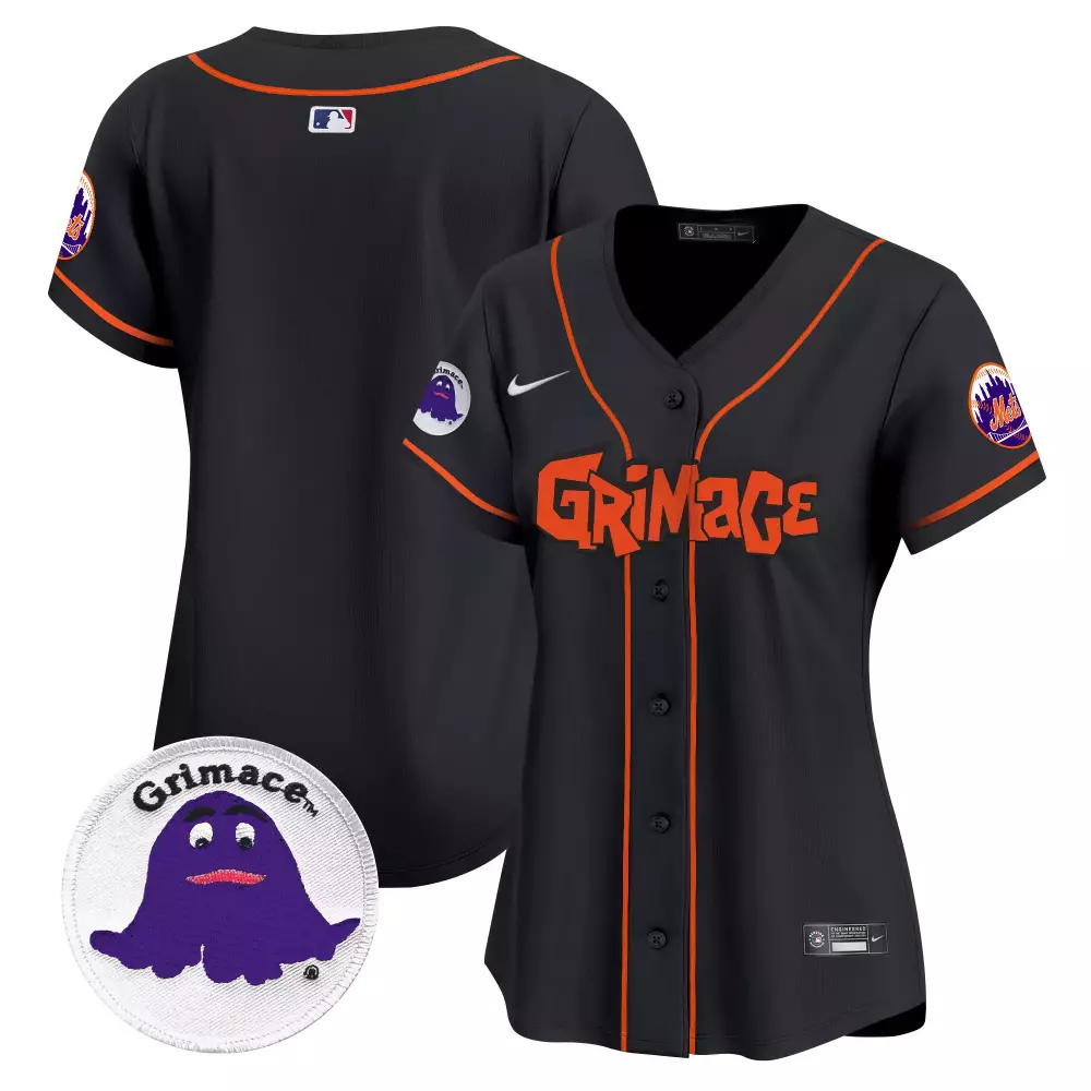 Pinstripe Grimace New York Mets Jersey Black Men Stitched Alternate Custom Design