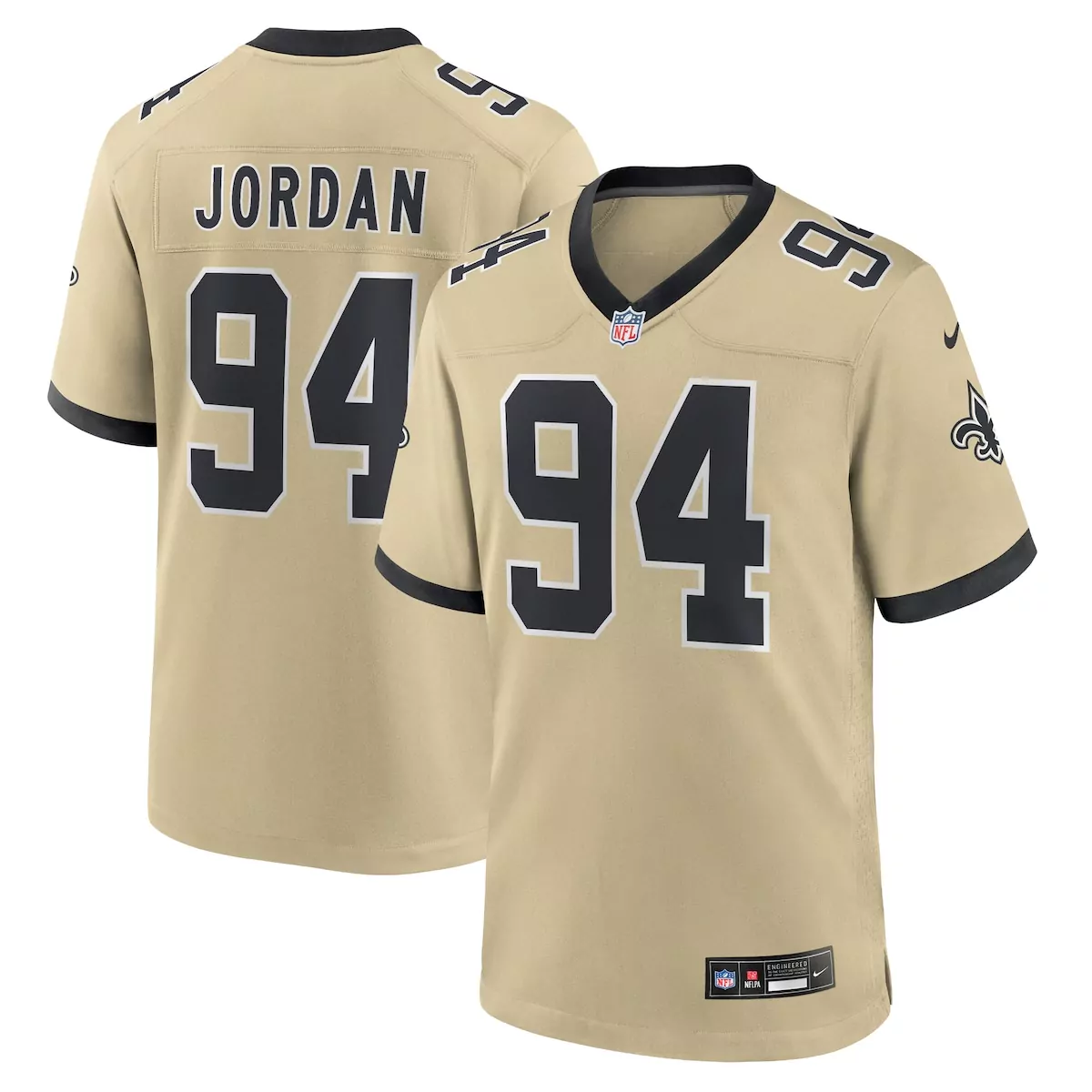 Jordan 94 New Orleans Saints Jersey Tan Men Limited Alternate Black Gameday Game