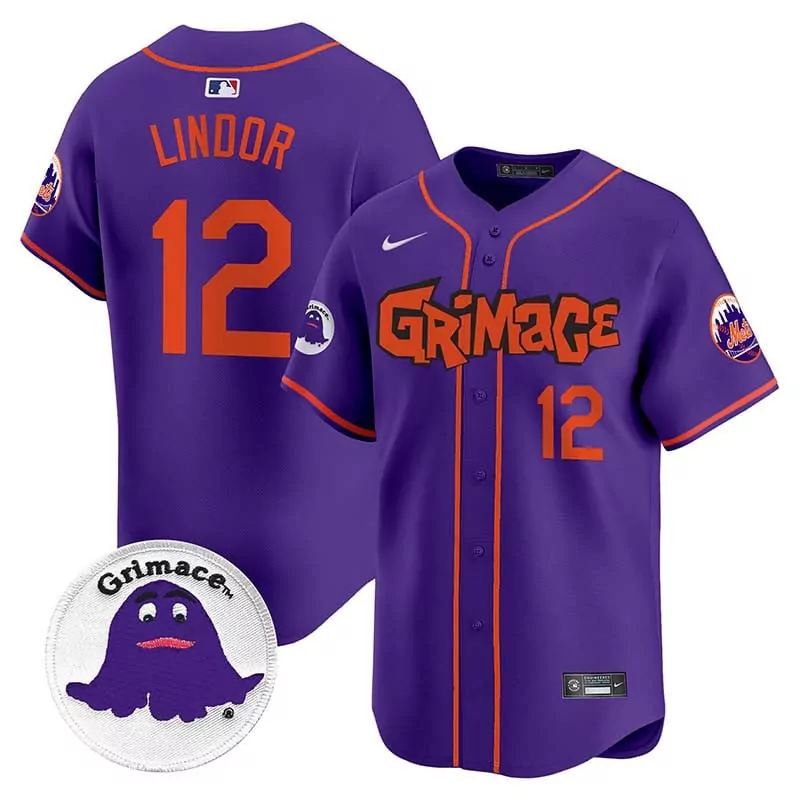 Francisco Lindor 12 New York Mets Jersey Purple Grimace Men Authentic Alternate Custom Design