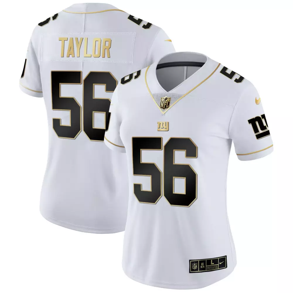 Lawrence Taylor 56 Jersey White New York Giants Women Replica Alternate Black Gold