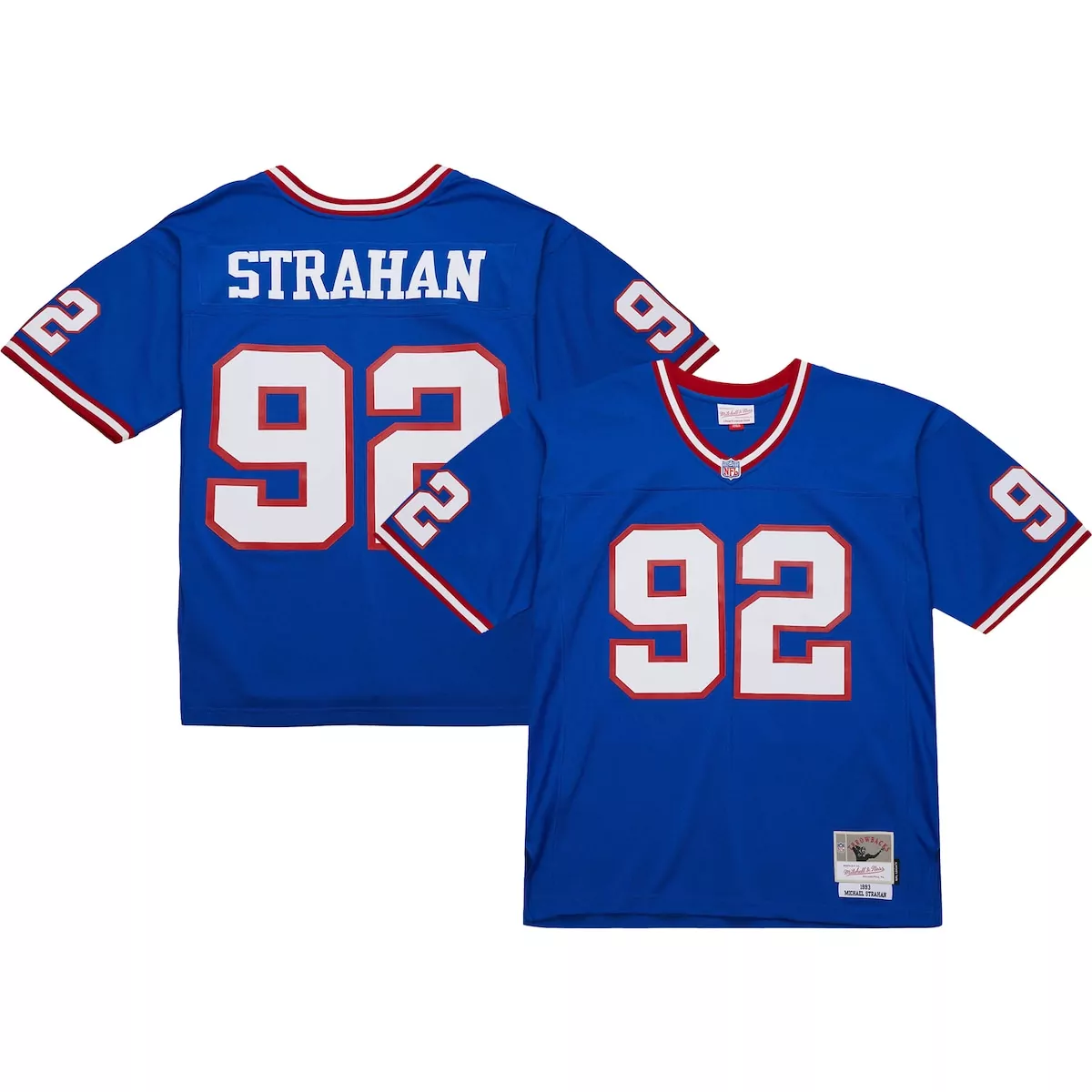 Michael Strahan 92 Jersey Blue New York Giants 1993 Men Stitched White Red Retired