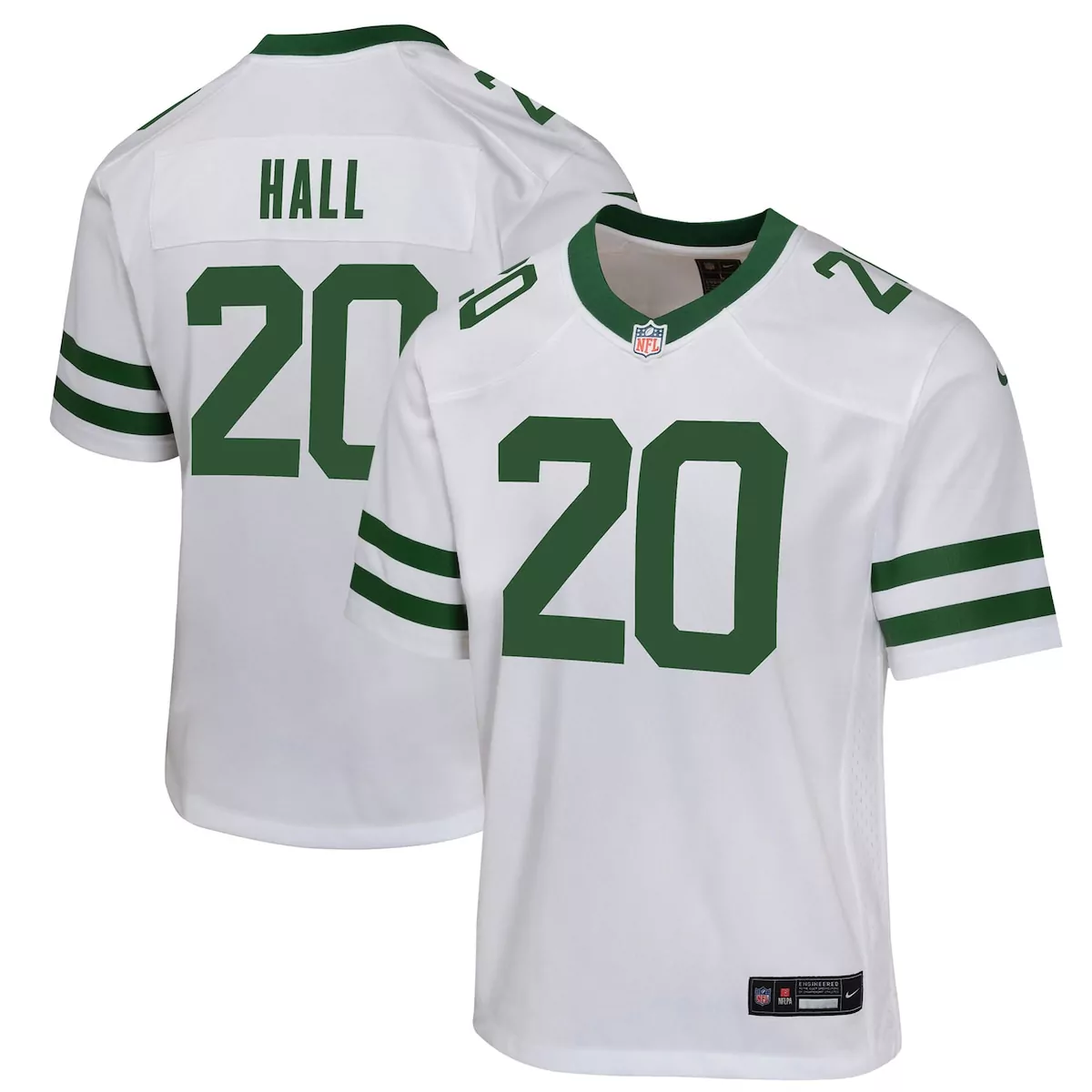 Breece Hall 20 New York Jets Jersey White Men Authentic Alternate Green Game