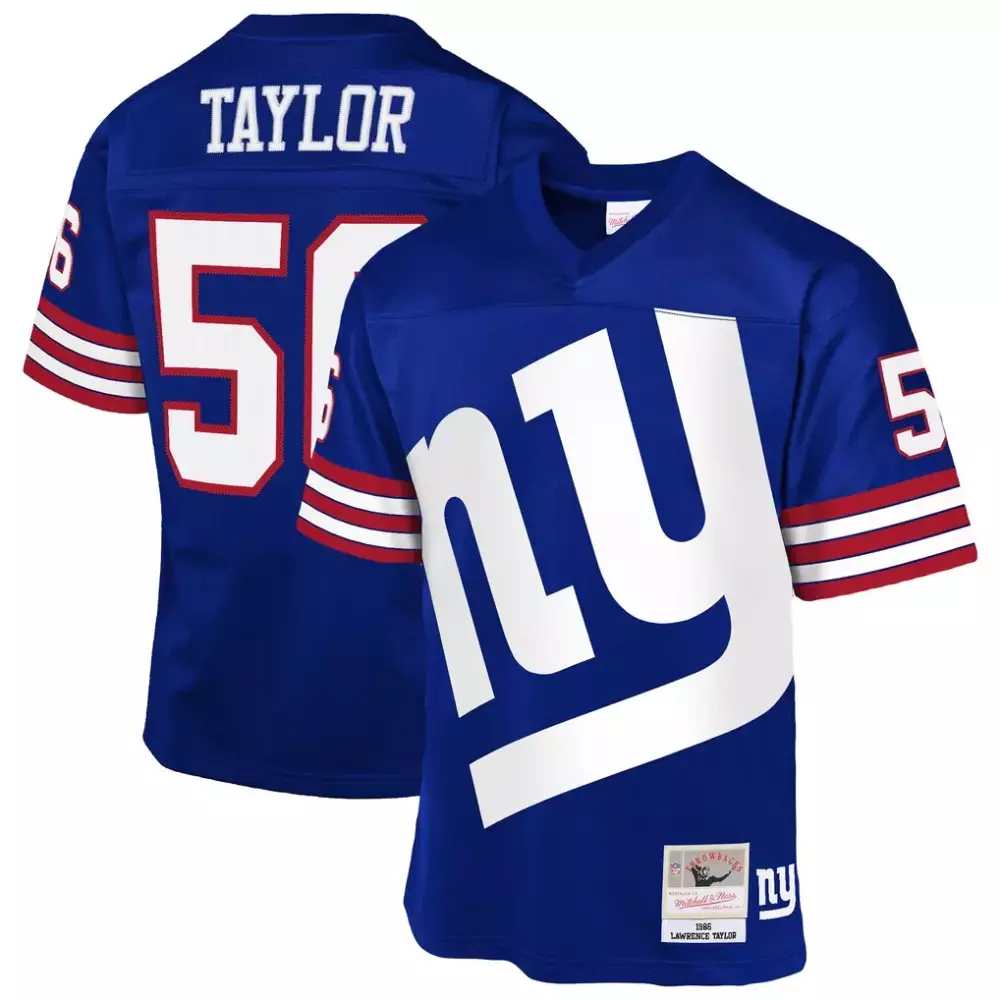 Lawrence Taylor 56 Jersey Blue Null New York Giants 1986 Men Throwback Design White