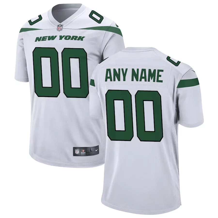 Custom New York Jets Jersey White Men Stitched Alternate Green All Vapor