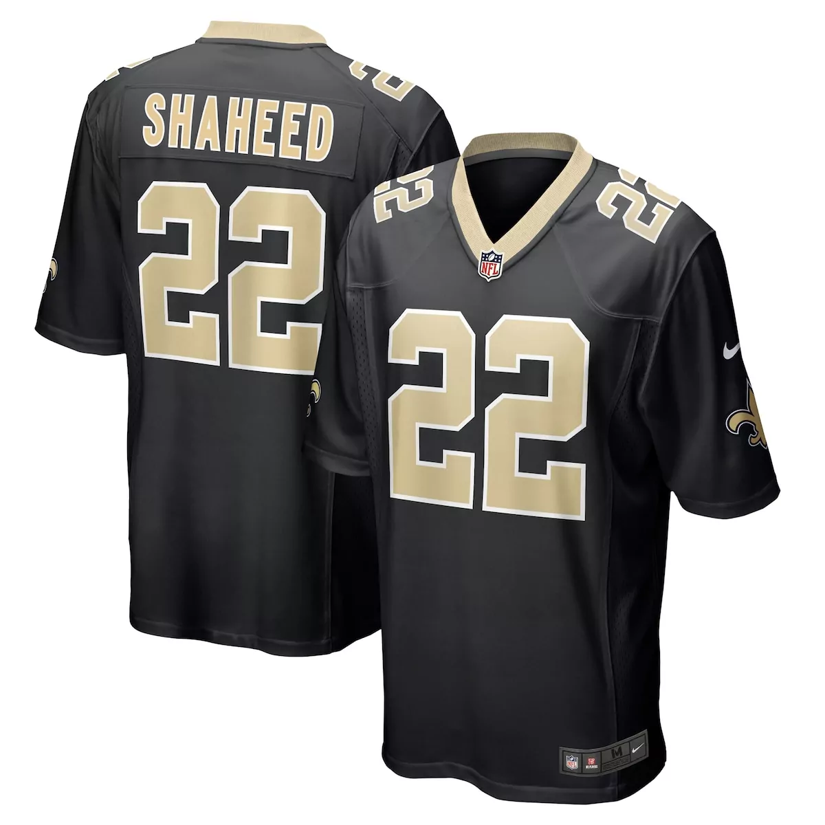 Rashid Shaheed 22 Jersey Black New Orleans Saints Men Authentic Gold Game