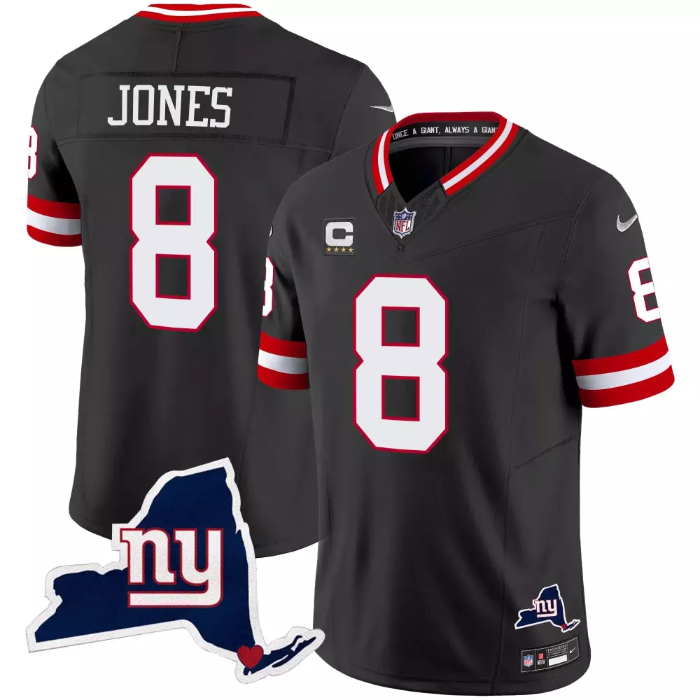 Daniel Jones 8 New York Giants Jersey Black Gothic Men Authentic Alternate White