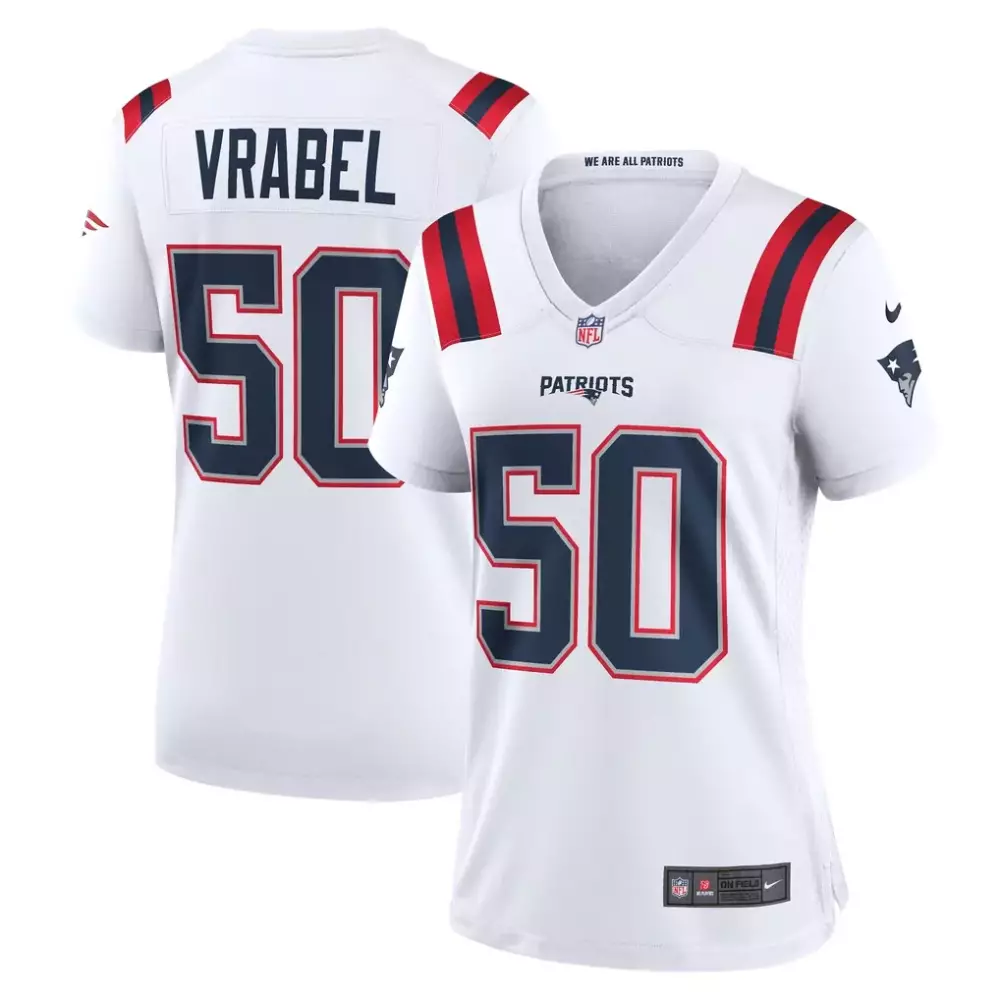 Mike Vrabel 50 Jersey White New England Patriots Women Authentic Alternate Navy Blue