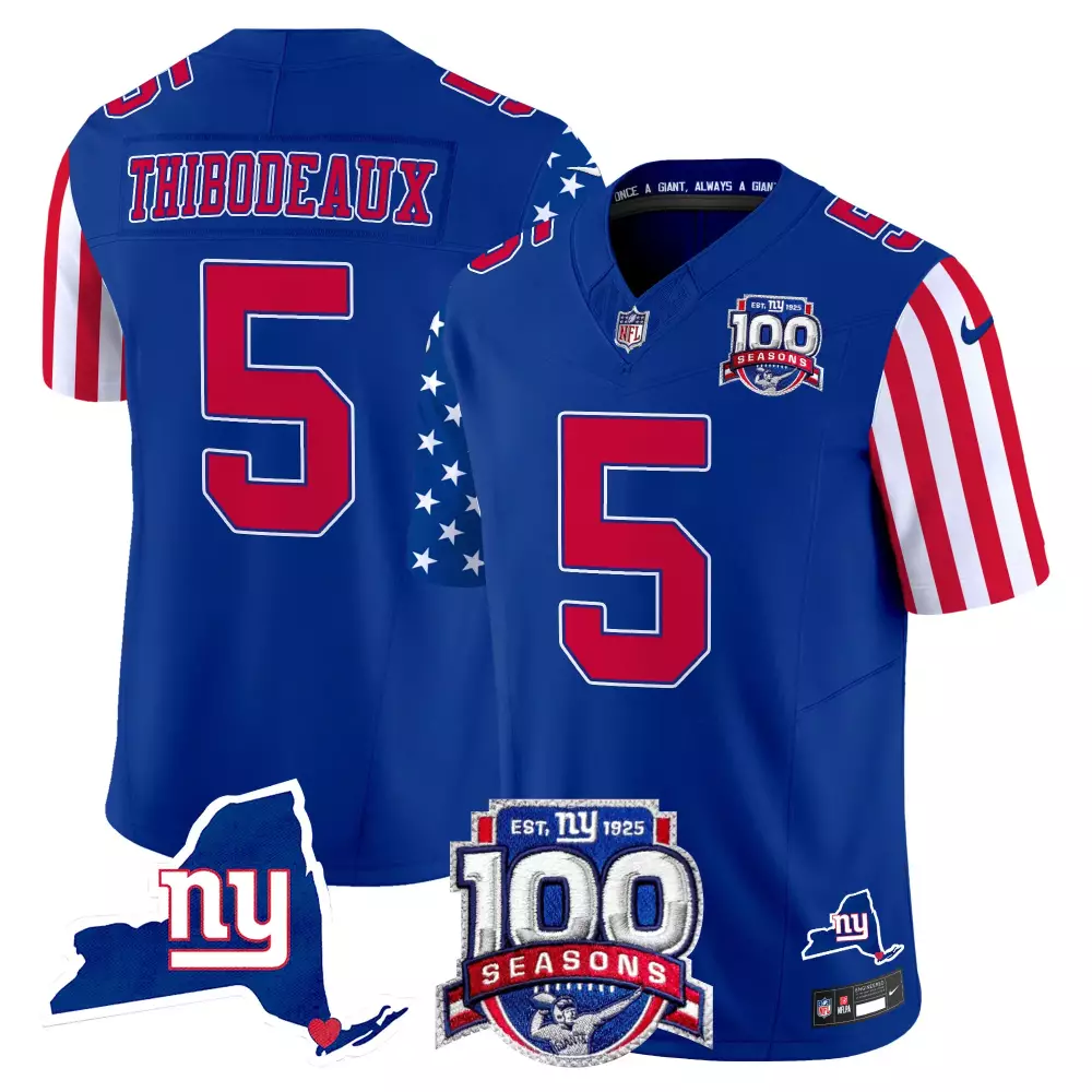 Kayvon Thibodeaux 5 Jersey Blue New York Giants 100 Seasons Men Authentic Red White