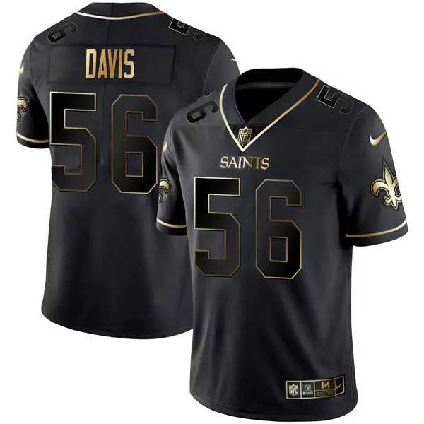 Elliott Davison 56 Jersey Black New Orleans Saints Men Stitched Gold
