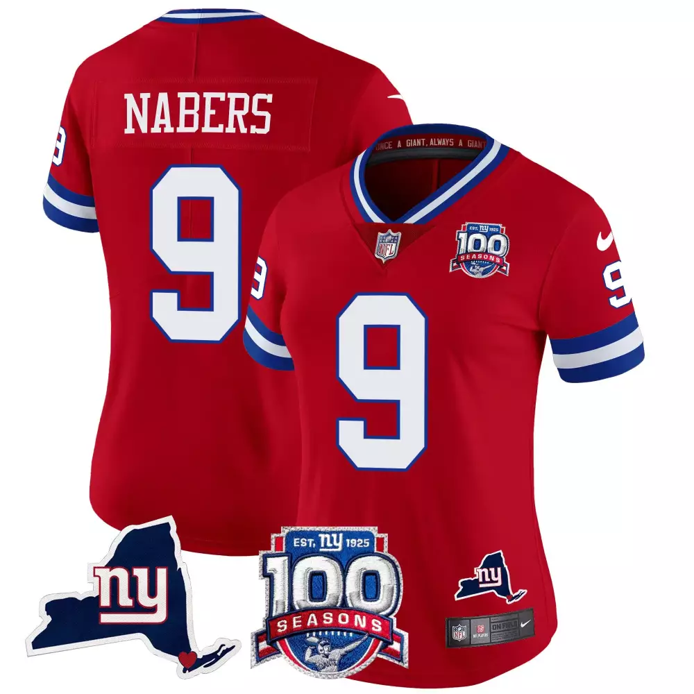 Malik Nabers 9 New York Giants Jersey Red 100 Seasons Men Unknown Blue White Vapor