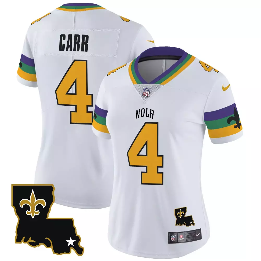 Derek Carr 4 New Orleans Saints Jersey White Nola Women Authentic Alternate Purple