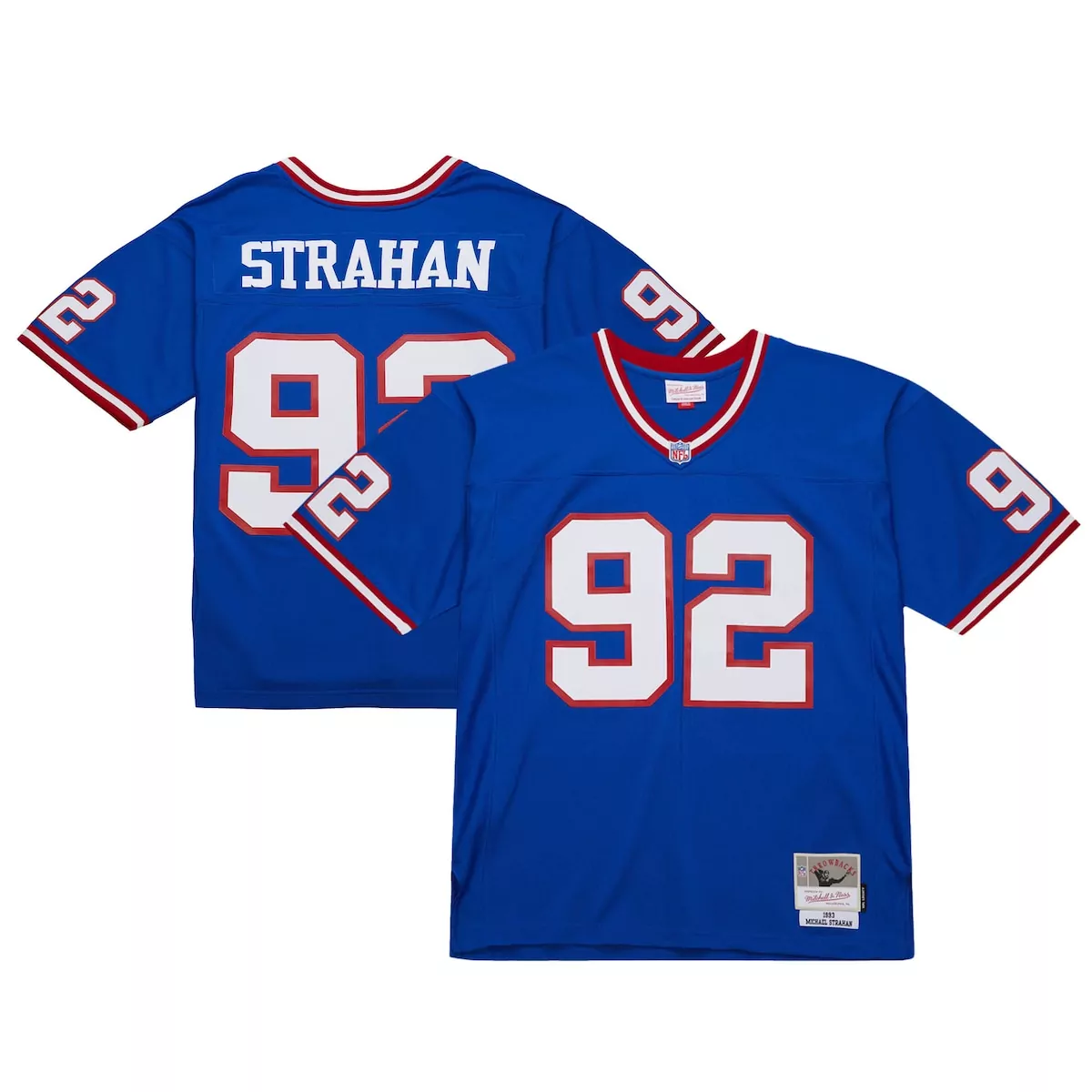 Michael Strahan 92 Jersey Blue Throwback New York Giants Men Stitched Design Red